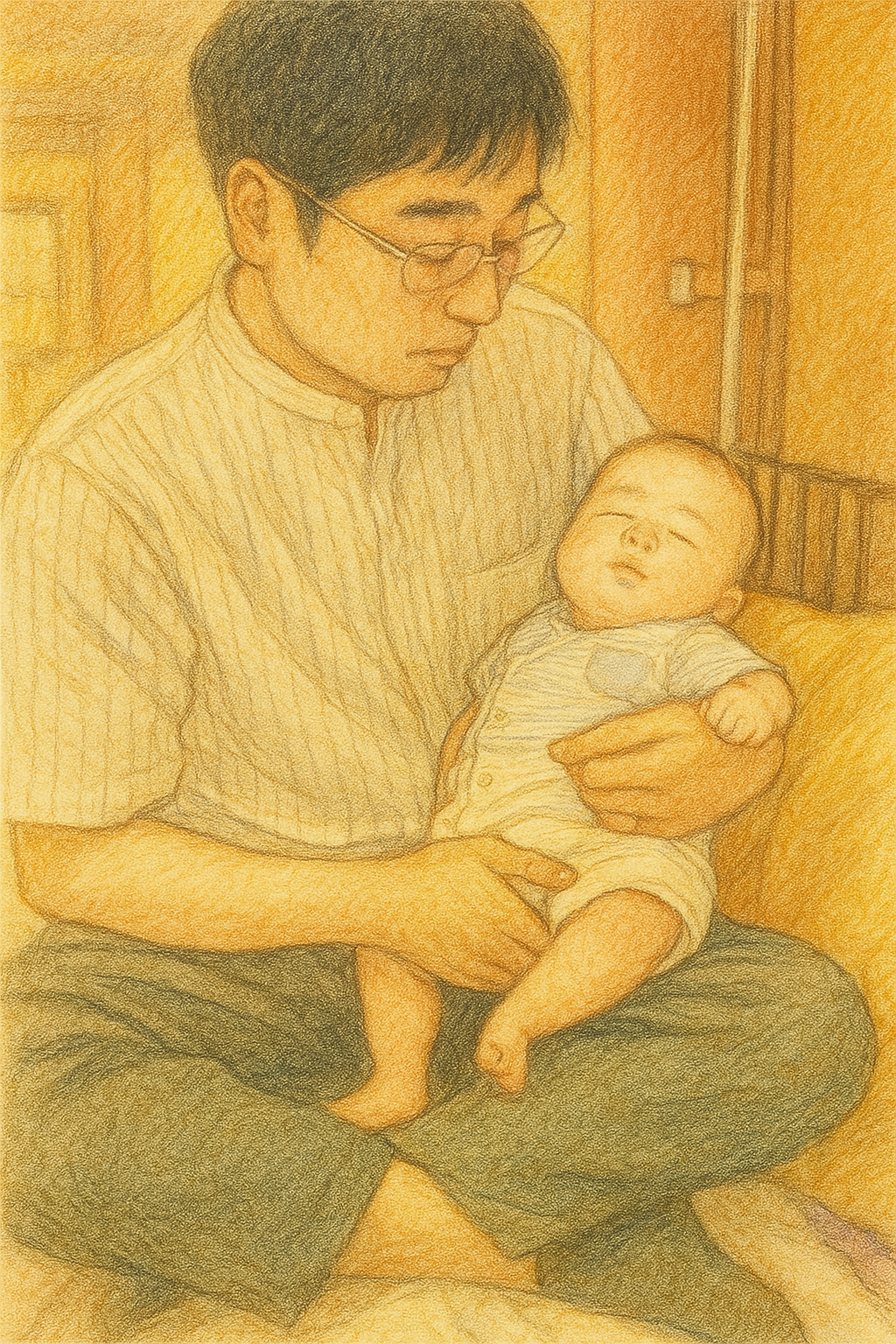 赤ちゃんを抱くスタッフ