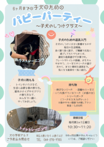 パピーパーティーしつけクラスのチラシ